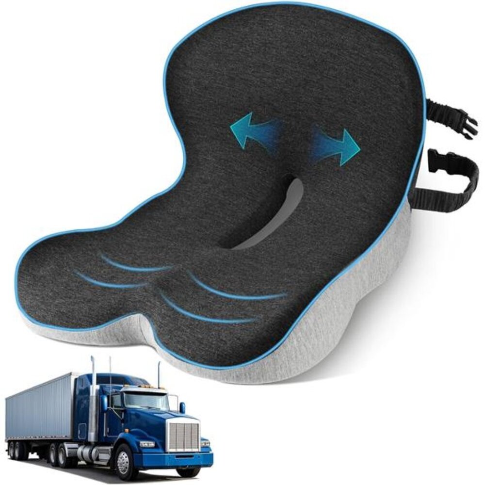 Truck Seat Cushion Memory Foam Ergonomic Lumbar Tailbone Support Pain Relief